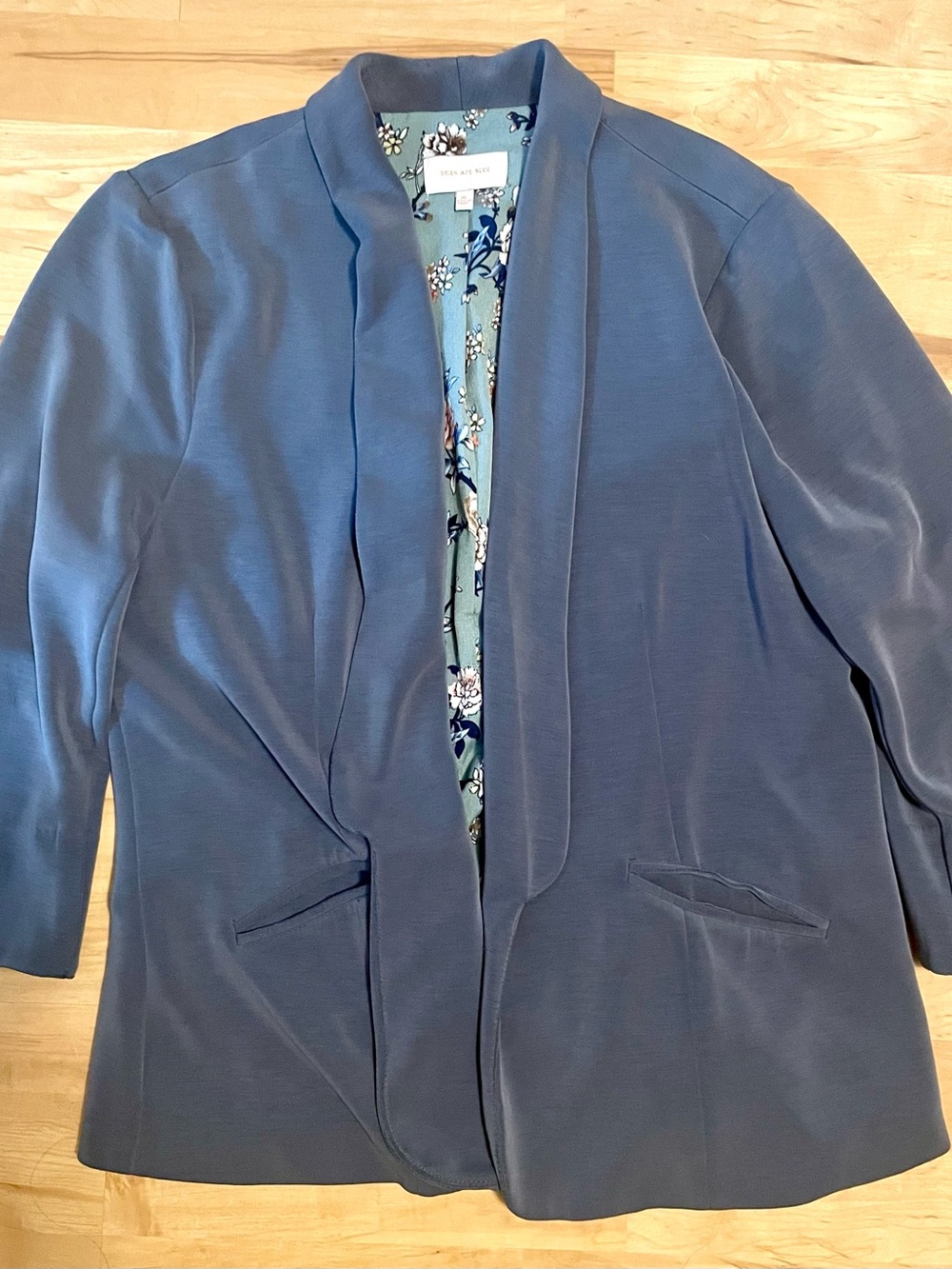Skies Are Blue Dusty Blue Open-Front Women's Blazer